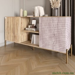 Комод відкритий на золотих металевих ніжках LION Грей Дуб Сонома/Камінь