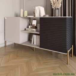 Комод відкритий на золотих металевих ніжках LION Грей Кашемір/Асфальт