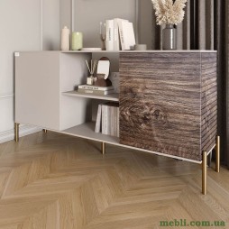 Комод відкритий на золотих металевих ніжках LION Грей Кашемір/Дерево