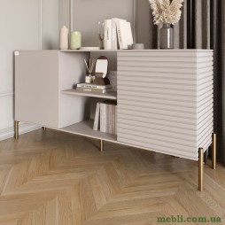 Комод відкритий на золотих металевих ніжках LION Грей Кашемір/Кашемір