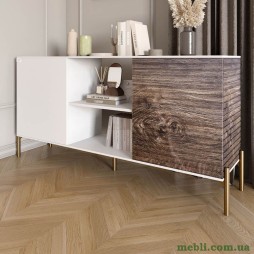 Комод відкритий на золотих металевих ніжках LION Грей Німфея Альба/Дерево