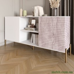 Комод відкритий на золотих металевих ніжках LION Грей Німфея Альба/Камінь