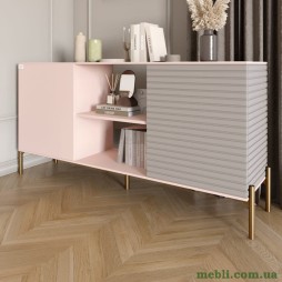 Комод відкритий на золотих металевих ніжках LION Грей Рожевий/Кашемір