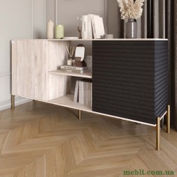 Комод відкритий на золотих металевих ніжках LION Грей Самоа димчастий/Асфальт