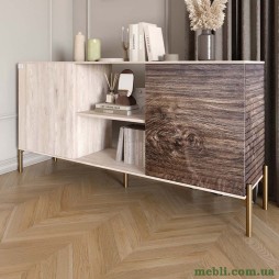 Комод відкритий на золотих металевих ніжках LION Грей Самоа димчастий/Дерево