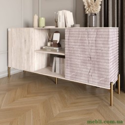 Комод відкритий на золотих металевих ніжках LION Грей Самоа димчастий/Камінь