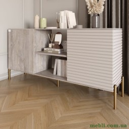 Комод відкритий на золотих металевих ніжках LION Грей Шварцвальд/Кашемір