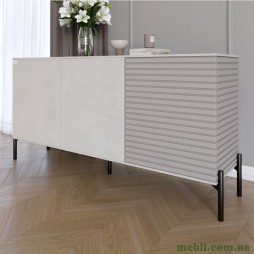 Комод закритий у вітальню на чорних металевих ніжках LION Грей 154x38x76,5 Бетон SТyle/Кашемір