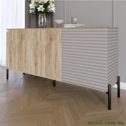 Комод закритий у вітальню на чорних металевих ніжках LION Грей 154x38x76,5 Дуб сонома/Кашемір