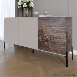 Комод закритий у вітальню на чорних металевих ніжках LION Грей 154x38x76,5 Кашемір/Дерево