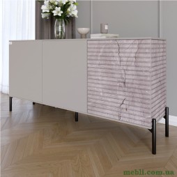 Комод закритий у вітальню на чорних металевих ніжках LION Грей 154x38x76,5 Кашемір/Камінь