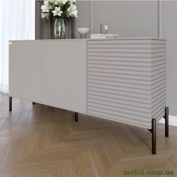 Комод закритий у вітальню на чорних металевих ніжках LION Грей 154x38x76,5 Кашемір/Кашемір