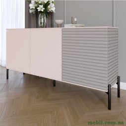 Комод закритий у вітальню на чорних металевих ніжках LION Грей 154x38x76,5 Рожевий/Кашемір