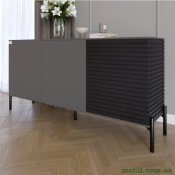 Комод закритий у вітальню на чорних металевих ніжках LION Грей Антрацит/Асфальт 1540x380x765