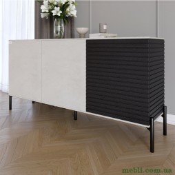 Комод закритий у вітальню на чорних металевих ніжках LION Грей Бетон SТyle/Асфальт 1540x380x765