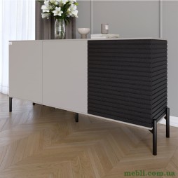 Комод закритий у вітальню на чорних металевих ніжках LION Грей Кашемір/Асфальт 1540x380x765
