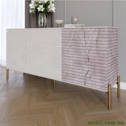 Комод закритий у вітальню на золотих металевих ніжках LION Грей 154x38x76,5 Бетон SТyle/Камінь