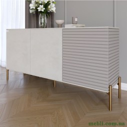 Комод закритий у вітальню на золотих металевих ніжках LION Грей 154x38x76,5 Бетон SТyle/Кашемір
