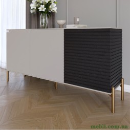 Комод закритий у вітальню на золотих металевих ніжках LION Грей 154x38x76,5 Кашемір/Асфальт