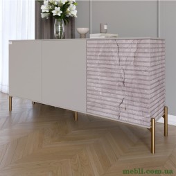 Комод закритий у вітальню на золотих металевих ніжках LION Грей 154x38x76,5 Кашемір/Камінь