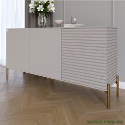 Комод закритий у вітальню на золотих металевих ніжках LION Грей 154x38x76,5 Кашемір/Кашемір