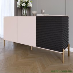 Комод закритий у вітальню на золотих металевих ніжках LION Грей 154x38x76,5 Рожевий/Асфальт