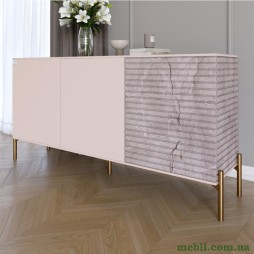 Комод закритий у вітальню на золотих металевих ніжках LION Грей 154x38x76,5 Рожевий/Камінь