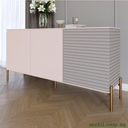 Комод закритий у вітальню на золотих металевих ніжках LION Грей 154x38x76,5 Рожевий/Кашемір