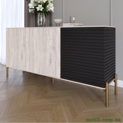 Комод закритий у вітальню на золотих металевих ніжках LION Грей 154x38x76,5 Самоа Димчастий/Асфальт