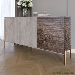 Комод закритий у вітальню на золотих металевих ніжках LION Грей 154x38x76,5 Шварцвальд/Дерево