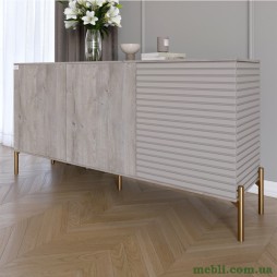 Комод закритий у вітальню на золотих металевих ніжках LION Грей 154x38x76,5 Шварцвальд/Кашемір
