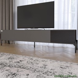 Тумба під телевізор на чорних металевих ніжках LION Грей Антрацит/Асфальт