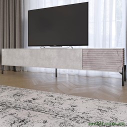 Тумба під телевізор на чорних металевих ніжках LION Грей Бетон/Камінь