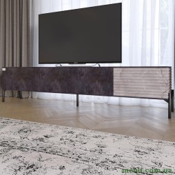 Тумба під телевізор на чорних металевих ніжках LION Грей Бетон темний/Камінь