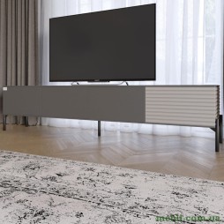 Тумба під телевізор на чорних металевих ніжках LION Грей Дуб Артизан/Кашемір