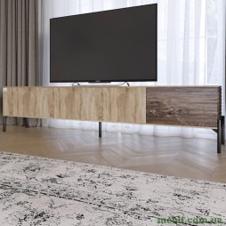 Тумба під телевізор на чорних металевих ніжках LION Грей Дуб Сонома трюфель/Дерево