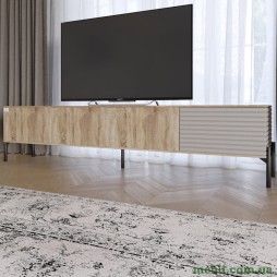 Тумба під телевізор на чорних металевих ніжках LION Грей Дуб Сонома трюфель/Кашемір