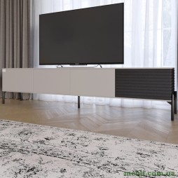 Тумба під телевізор на чорних металевих ніжках LION Грей Кашемір/Асфальт