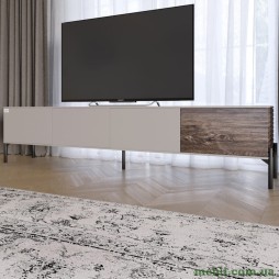 Тумба під телевізор на чорних металевих ніжках LION Грей Кашемір/Дерево