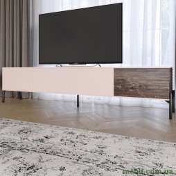 Тумба під телевізор на чорних металевих ніжках LION Грей Рожевий/Дерево