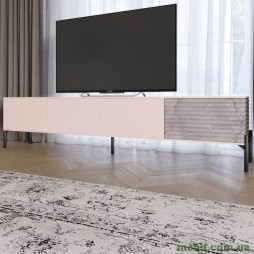 Тумба під телевізор на чорних металевих ніжках LION Грей Рожевий/Камінь