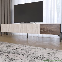 Тумба під телевізор на чорних металевих ніжках LION Грей Самоа димчастий/Дерево