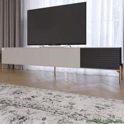 Тумба під телевізор на золотих металевих ніжках LION Грей Кашемір/Асфальт