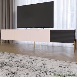 Тумба під телевізор на золотих металевих ніжках LION Грей Рожевий/Асфальт