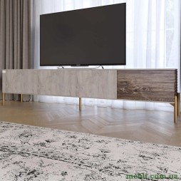 Тумба під телевізор на золотих металевих ніжках LION Грей Шварцвальд/Дерево