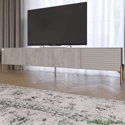 Тумба під телевізор на золотих металевих ніжках LION Грей Шварцвальд/Кашемір