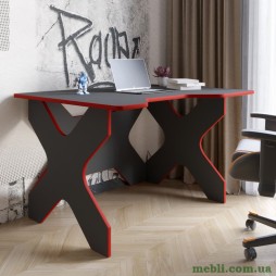 Комп'ютерний стіл LION Донат 120х90х74,5 Антрацит із червоною кромкою