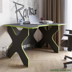 Комп'ютерний стіл LION Донат 120х90х74,5 Антрацит із зеленою кромкою