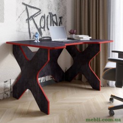 Комп'ютерний стіл LION Донат 120х90х74,5 Бетон темний із червоною кромкою