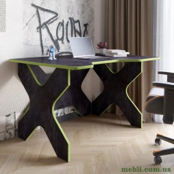 Комп'ютерний стіл LION Донат 120х90х74,5 Бетон темний із зеленою кромкою